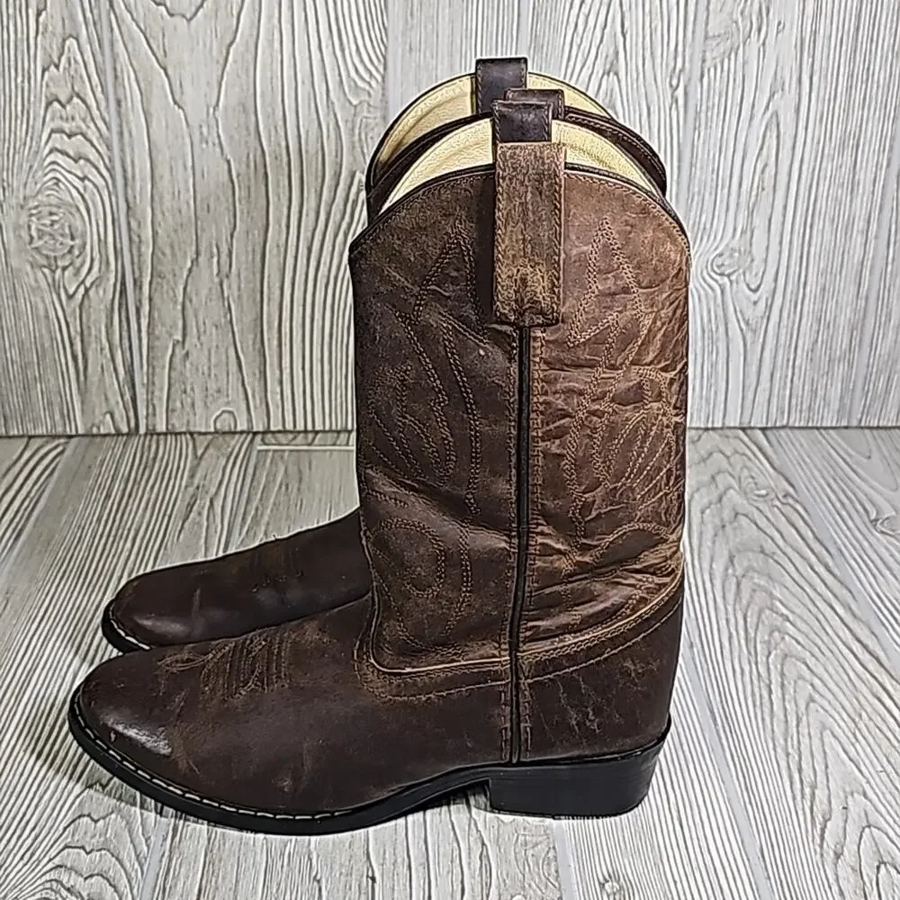 Masterson Boot Co. Brown Western Leather Cowboy Boots Style  RB2000Y Kids Sz 4D